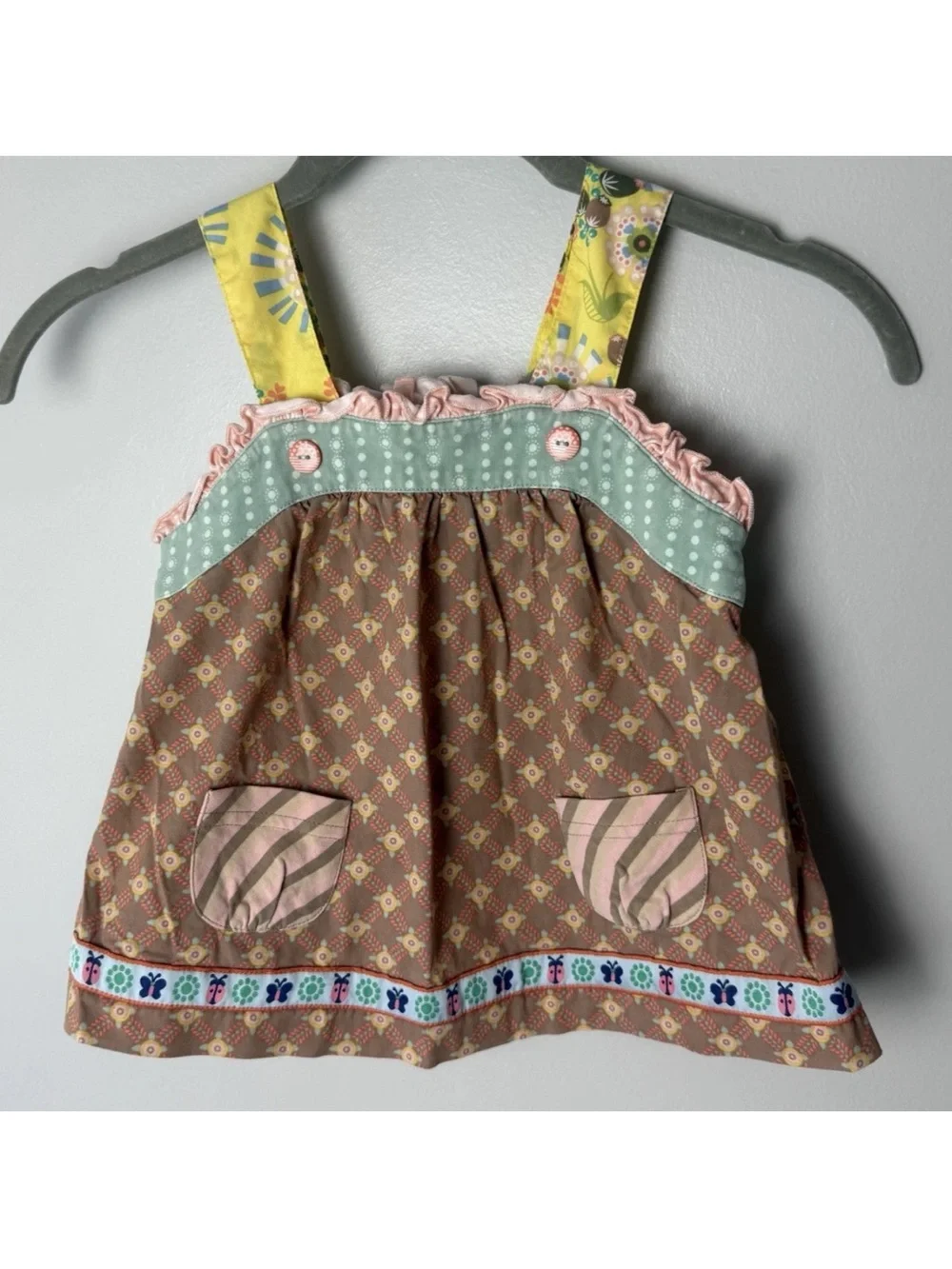 Matilda Jane Chocolaty Goodness Ethel Top 4 Brown Happy & Free Brown Pink Blue